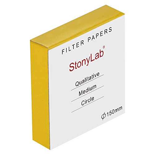 StonyLab Qualitative Filter Paper Circles, 150mm Diameter Cellulose Filter Paper with 20 Micron Particle Retention Medium Filtration Speed, Pack of 100 (150mm Diameter) - size: 150 mm Diameter