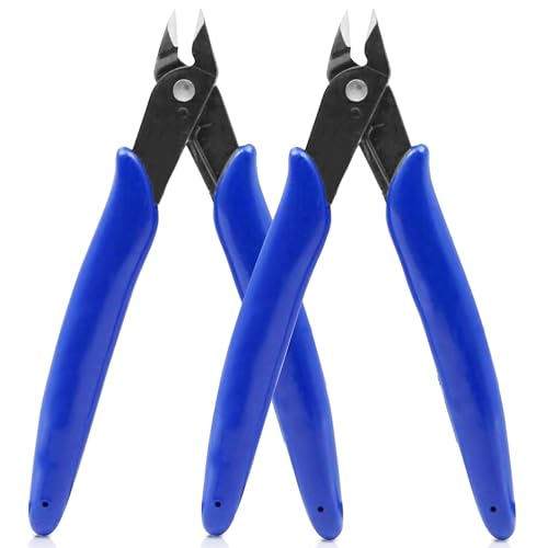Micro Wire Cutters Precision Flush Cutter Pliers for Jewelry Making Electronics Craft 5 Inch Mini Side Cutting Nippers for Zip Ties Plastic Models and Hobby Projects 2PCS Dark Blue