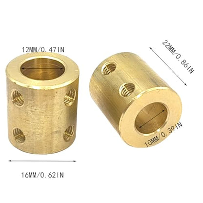 5Pcs 10mm to 12mm Brass Rigid Motor Shaft Coupling Coupler Transmission Connector Sleeve Adapter for RC Boat Car Airplane 3D Printers - size: 10mm to 12mm