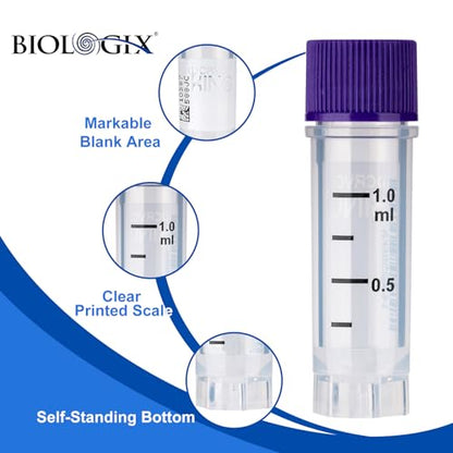 1.0ml Cryovials, Side-Coded, External Thread, Yellow, 500Pcs - color: Yellow, size: 1.0ml