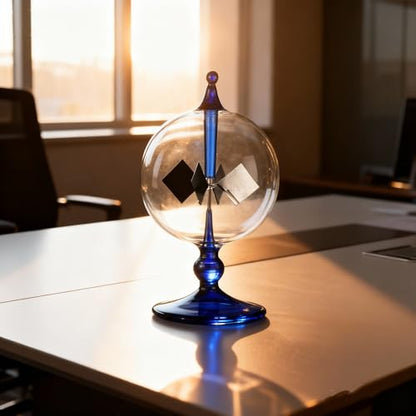 Blue Solar Power Radiometer Sun Light Energy Crookes Spinning Vanes Glass Windmill Gift Home Desk Decoration