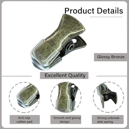 35 Pack Mini Metal Alligator Clips for Crafts Non-Slip Silicone-Coated Retro DIY Badge Small Clips (Glossy Bronze) - color: Glossy Bronze