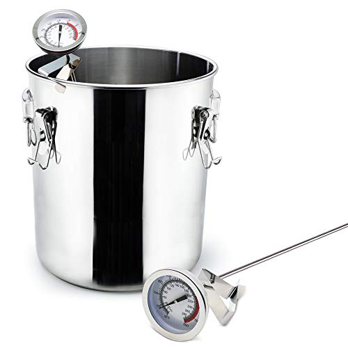 Deep Fry/Candy/Turkey Thermometer with Clip&15 inch stem - Professional Kitchen Pot Fryer,Stainless Steel Fry Oil Thermometer for Frying,Oil,Candy and Meat Cooking
