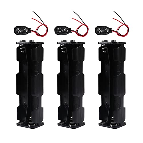 3pcs 8 AA Battery Holder 12v AA Battery Holder 8 X AA Battery Holder with Wires and I-Type 9V Battery Clip Connector Two Layers Battery Case Long Strip Type - color: 3pcs 8 AA Battery Holder with 9V Connector