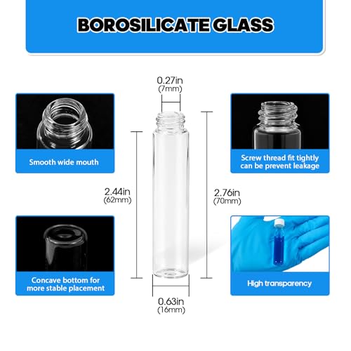 12PCS 7ml Clear Glass Small Vials with White Screw Caps & Plastic Stoppers - color: CLEAR, size: 7ml