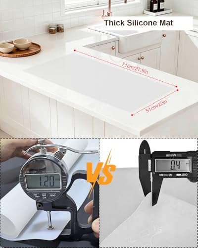 Silicone Mats for Crafts, 28" x 20"x1.3MM Large Silicone Mat,Silicone Mats for Kitchen Counter,Craft Mat, Nonskid Heat Resistant Desk Saver Pad, Multipurpose Mat, Placemat, Translucent - color: Translucent, size: 20"x28"