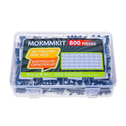 40 Values, 0.1uF-1000uF, Aluminum Electrolytic Capacitor Assortment Kit - style: 10V-100V 800PCS