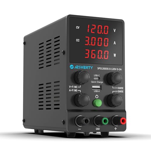 DC Power Supply Variable, 0-120V 0-3A Adjustable Switching DC Regulated Bench Power Supply with 20W USB & Type-C Quick-Charge, Encoder Knob, Reverse Polarity Protection - SPS-12003S - color: SPS-S(Encoder Knob), size: 120V 3A