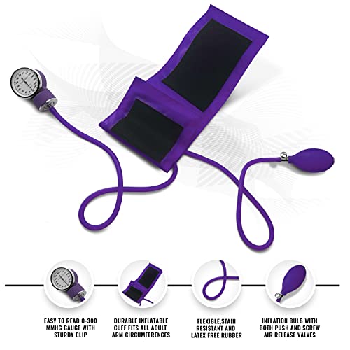 ASA TECHMED Nurse EMT Starter Pack Stethoscope, Blood Pressure Monitor and Trauma 7.5" EMT Shear Ideal Gift for Nurses, Medical Students, Firefighters, Police and Personal Use (Purple) - color: Purple