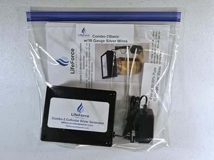 Combo-2 Basic Silver Generator Package by LifeForce Devices (10-Gauge) - style: 10 gauge 9999 pure silver wires (pair)