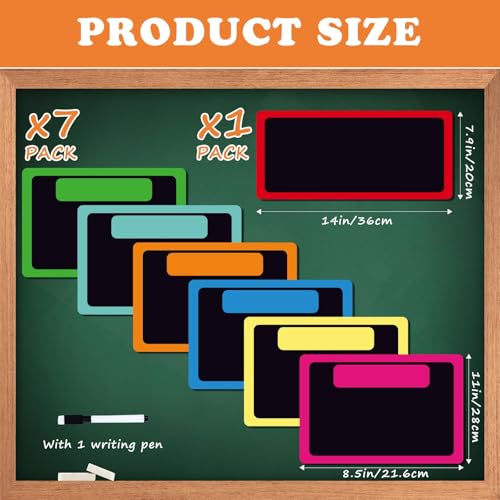 Inkspire 7 Pack Magnetic Write & Wipe Paper Organization Chart,Pen Dry Erase Objectives Labels Learning Magnets for Classroom Organization Teacher Student Teaching Supplies(Blackboard Theme) - style: Chalkboard Bright