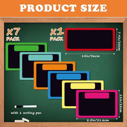 Inkspire 7 Pack Magnetic Write & Wipe Paper Organization Chart,Pen Dry Erase Objectives Labels Learning Magnets for Classroom Organization Teacher Student Teaching Supplies(Blackboard Theme) - style: Chalkboard Bright