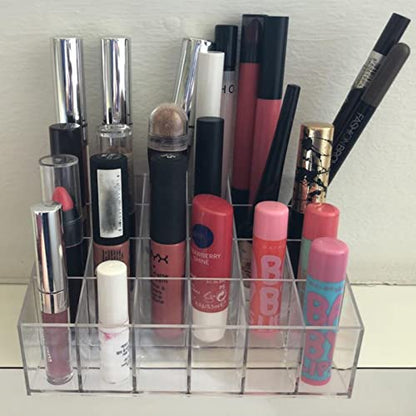 Tecbeauty Lipstick Holder, 24 Slots Clear Lipstick Organizer Acrylic Lipgloss Storage Display, Small - color: Lipstick Organizer - 24 slots