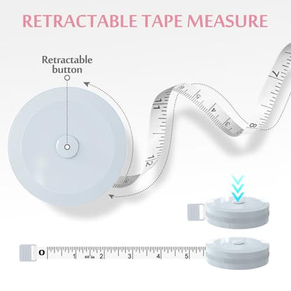 Measuring Tapes for Body Measurements, 5 Pack Soft Tape Measure 60-Inch & 1.5 Meter Dual Sided Measuring Tape Retractable, Craft Tailor Fabric Cloth Sewing Weight Loss Body Measuring Tape