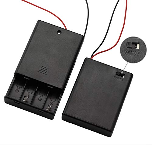 6 Pieces 4 Slots x 1.5V AAA Battery Case Holder Battery Spring Clip Storage Box Wire Leads with On/Off Switch - size: 6 x 4 Slots AAA with Switch