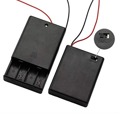 6 Pieces 4 Slots x 1.5V AAA Battery Case Holder Battery Spring Clip Storage Box Wire Leads with On/Off Switch - size: 6 x 4 Slots AAA with Switch