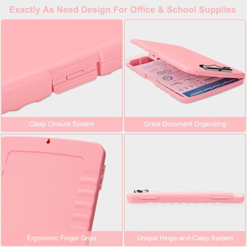 Clipboard with Storage, A4 Binder Nursing Clipboards with Pen Holder, Heavy Duty Storage Clipboards with Low Profile Clip, Clipboard Folder Side-Opening, Smooth Writing Clip Board (Peachy Pink) - color: Peachy Pink