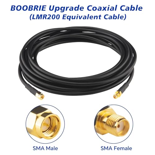 SMA Coaxial Cable Upgraded 16.4Ft SMA Male to SMA Female Coax Cable LMR200 Equivalent SMA WiFi Extension Low Loss for WiFi Router, 3G 4G 5G LTE Antenna, Better Than RG58 - size: 16.4ft