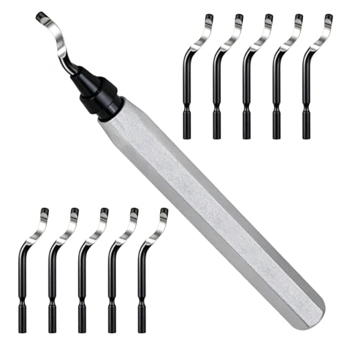 Deburring Tool, Deburring Tool 3D Printing with 11 High Speed Steel Blades, Deburring Tools for Metal, Resin, Copper, PVC Pipes, Plastic, Aluminum, 3D Printer Edges, Deburring Burr Remover Reamer Tool