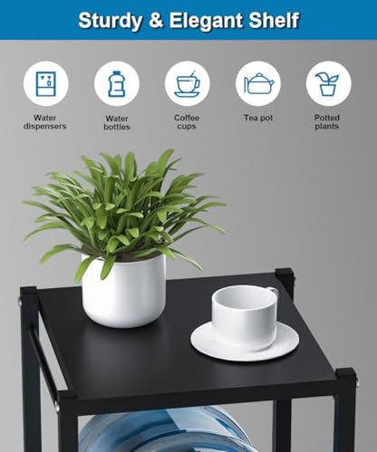 mocomax 5 Gallon Water Jug Rack, 3 Tier Detachable Water Bottle Holder With Storage Shelf, Heavy Duty Water Jug Dispenser Stand Organizer for Kitchen, Office, Home, Black - style: 3-Tier with shelf