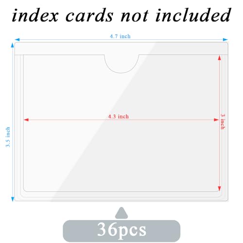 Antner 36 Pack 3.5" x 4.7" Self-Adhesive Label Holders Index Card Pockets for 3" x 4.3" Card, Clear Plastic Adhesive Pockets Top Open for Loading for Organizing, Storage Bins, Library, Totes, Shelves - size: 3" x 4.3" - 36PCS