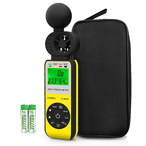 Anemometer WBGT Heat Stress Meter, Digital Handheld Wind Meter Outdoor 881W