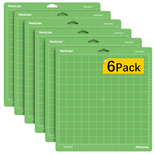 WORKLION Standard Cutting Mat Compatible With Cricut,6 Pack - color: Green (6 Pack), size: 12"x12"
