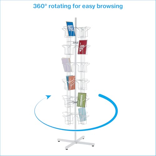 SSWBasics Rotating Greeting Card Rack - 48 Pocket - Overall Dimension: 65”H x 16”D - 48 Pockets Total (Each 5”W x 7”H x 1 5/8”D) - Perfect for Thrift, Retail, Grocery, and Convenience Stores