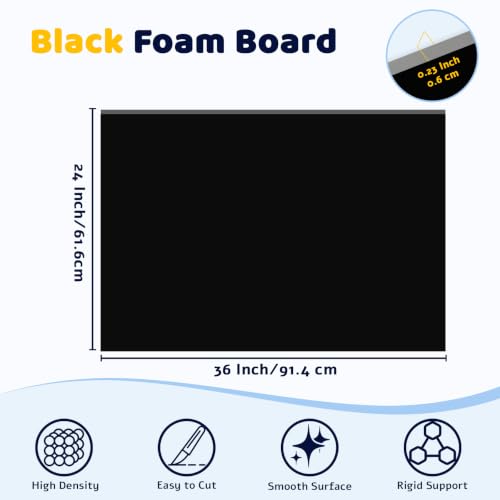 AKONEGE 3 Pack Black Foam Board 24" x 36" x 0.23" (6mm) for Art Craft - color: Black, size: 3PCS