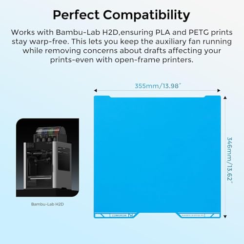 Comgrow ArcticGrip Aurora Cold Build Plate for Bambu-Lab H2D H2S 3D Printer - size: 346x355mm