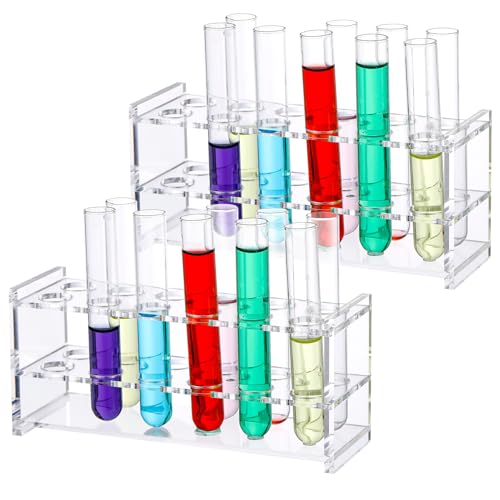 2 Pcs Acrylic Test Tube Rack 12 Wells 10ml Acrylic Centrifuge Tube Holder Clear Syringe Holder 16mm/ 0.63 inch Lab Vial Stand Transparent for 10ml Centrifuge Tubes