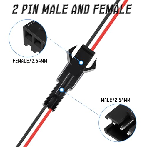 5 Set 2 Pins Male Female Flat Ribbon Cables, 20cm / 8" - size: 2Pin