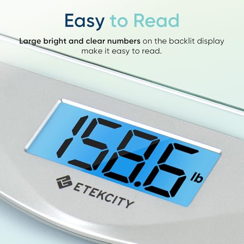 Etekcity Digital Body Weight Bathroom Scale, 6mm Tempered Glass, 400 lbs - color: Silver, size: 11.9 x 11.9 inches
