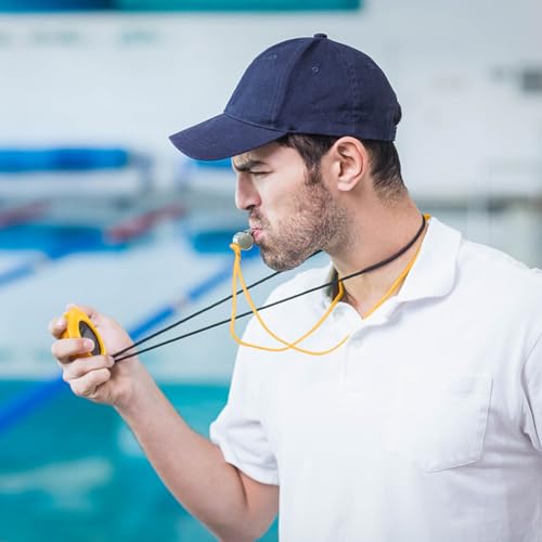 Vicloon Stopwatch Timer, Lap Split Digital Stopwatch with Stainless Steel Whistle, Large Display Digital Stopwatch Timer Suitable for Football, Basketball, Running, Swimming, Fitness (Yellow) - color: Yellow
