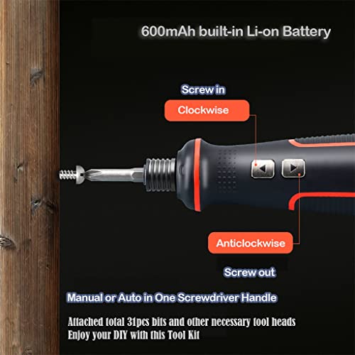 Electronic Precision Screwdriver Set LED Lights 41pcs in 1 Case S2 Alloy Steel HRC 56 Hardness Bits Space-saving Built-in 2000mAh Li-on Battery Easy Install or Remove (9907) - size: 9907