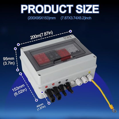 Solar Combiner Box 600V, 2 in 1 Out PV Junction Box with 15A Fuse - color: White-2 inputs and 1 Output