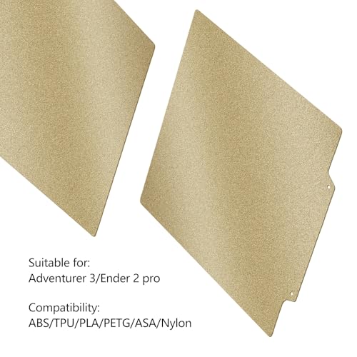 PEI Build Plate for Adventurer 3/ Ender 2 pro, 165 x 165 mm/ 6.5 x 6.5 inch Double Sided Textured Steel Sheet No Sticker Base, Spring Removable Flexible Print Bed, 3D Printer Accessories