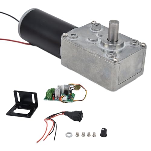 DC 12V Gear Motor with PWM Speed Controller Kit High Torque Geared Motor 20-400 RPM Adjustable 8mm D Shaft Low Noise Reduction Electric Motor for DIY Robot Car Automation (200RPM)