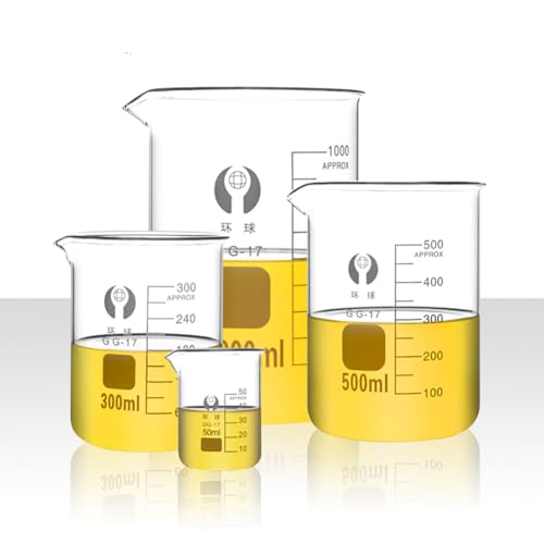 10ml Glass Beaker, 4 Pack Lab Beakers,Low Form 3.3 Borosilicate Glass Graduated Printed Scale Measuring Cups with Spout for Kitchen Lab Liquids - color: 10ml