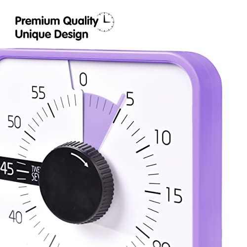 TWENTY5 SEVEN 7.5-Inch Visual Timer, Battery-Free 60-Minute Countdown Clock - color: Purple