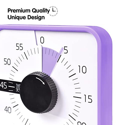 TWENTY5 SEVEN 7.5-Inch Visual Timer, Battery-Free 60-Minute Countdown Clock - color: Purple