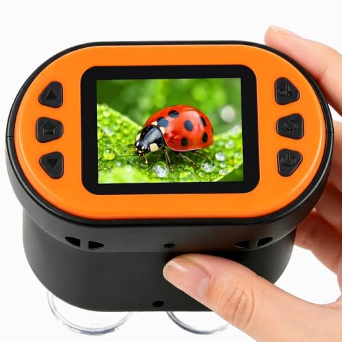 1000X Handheld Digital Microscope for Kids with 2.0" IPS Screen - color: Black & Orange