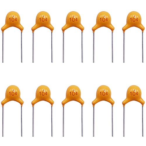 mxuteuk 120PCS 0.1uF 104 100nF Multilayer Monolithic Ceramic Capacitor 5.08mm - size: 0.1uF-104