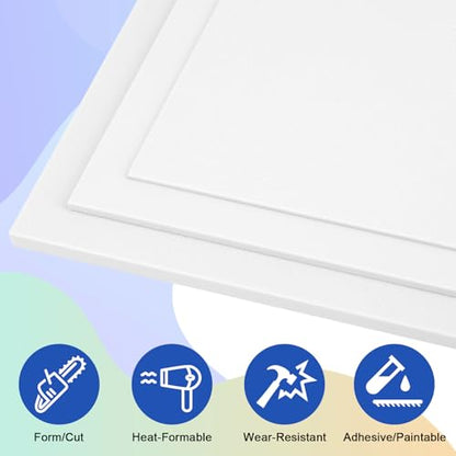 4Pack White Thin ABS Plastic Sheet 12" x 16" x 1/16" Thick White Rigid Thermoplastic Sheet (Upgrade Surface) 1.5MM Flexible High Tensile ABS Moldable Plastic Panel for Crafts, DIY, Signs - color: White, size: 12" x 16" x 1/16"