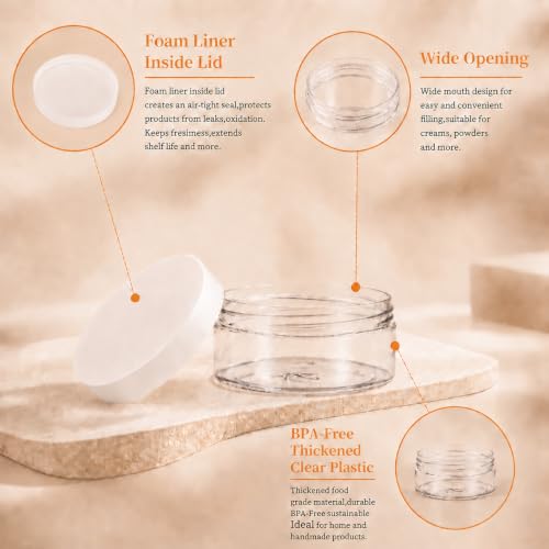 24 Pack 5 OZ Plastic Jars Clear Cosmetic Container with Lids | Round