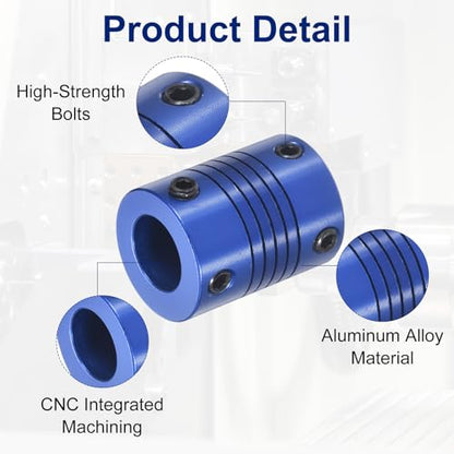 Flexible Shaft Coupling(5mm|10mm): 4 Pcs Blue Aluminum Alloy - color: Blue, size: 5mm x 10mm (19mm OD, 25mm L)