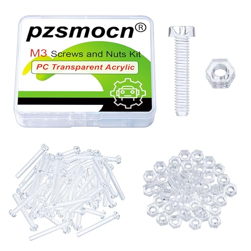 100 Pieces/50 Sets 20mm M3x20 mm Transparent Screw Nut Washer Kit - size: M3*20 mm, style: Clear Phillips Head Screws