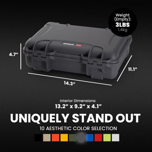NANUK 910 Hard Case with Customizable Cubed Foam, IP67 Waterproof, Dustproof and Impact Resistant, 14.3” x 11.1” x 4.7”, Rugged Construction for Ultimate Protection, Made in Canada – Graphite - color: Graphite, style: Cubed Foam