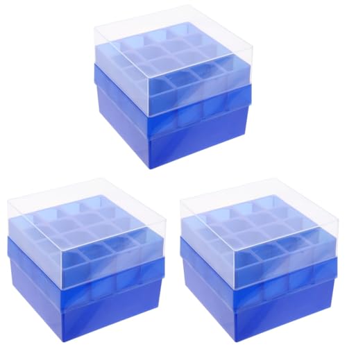 ULTECHNOVO Blue Centrifuge Tube Storage Box 3 Pack 50 ml Tube Holder Rack with Lid Freezer Container for Laboratory Test Tubes Scientific Research School and Personal Use