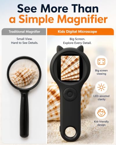 Kid Microscope, 500X Digital Magnifying Glass, STEM Toy, Black - color: Black, size: 1 Pcs